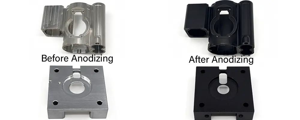 Before and After Anodizing CNC Machined Aluminum Parts